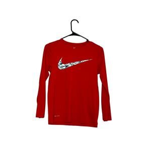 Nike red long sleeve t shirt running crewneck pulloverPixel Block Swoosh Tee